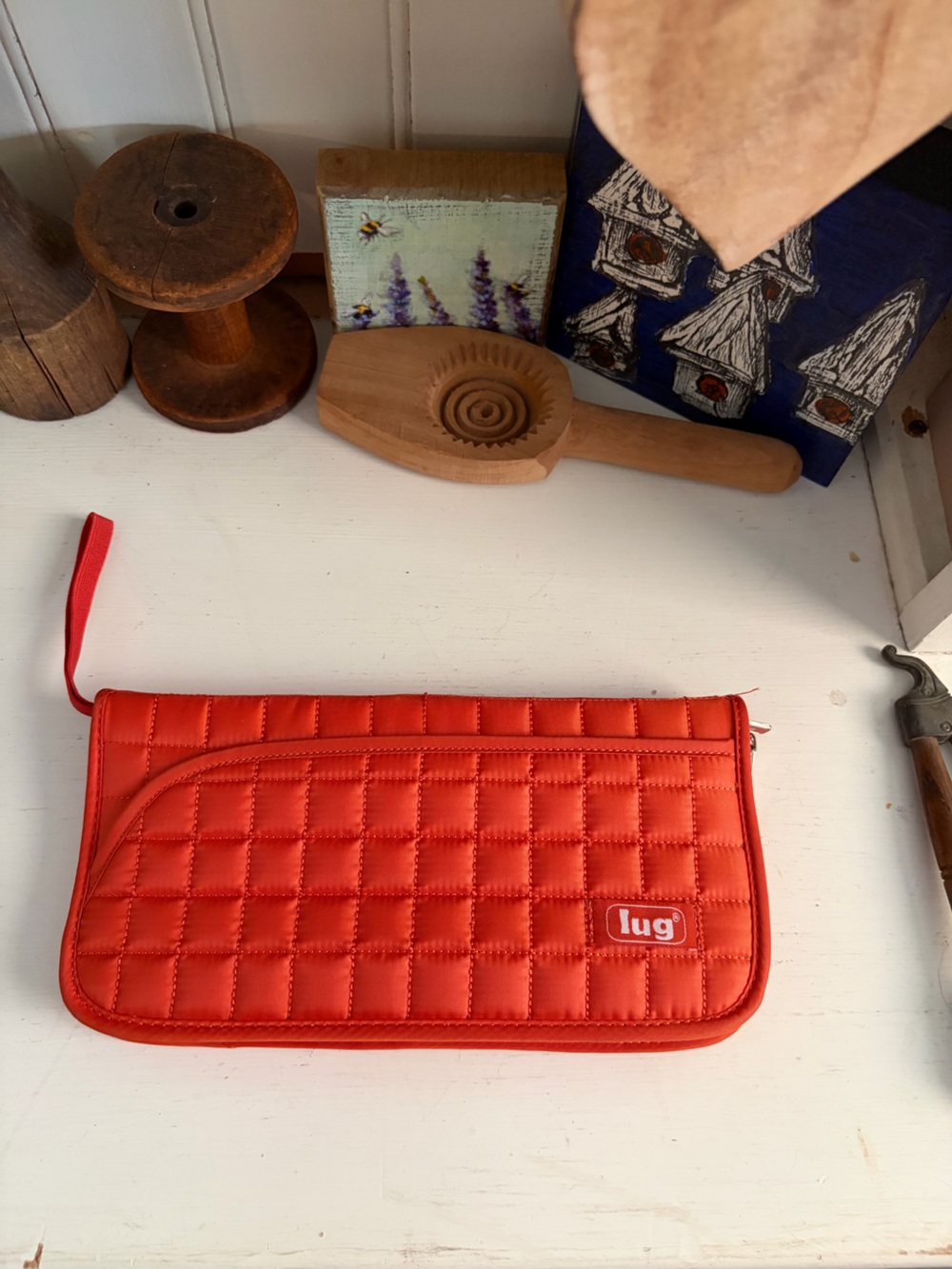 lug Quilted Wristlet Clutch - Orange